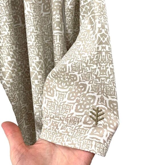 Coolibar printed open front lightweight topper duster Size M tan white boho lage - Picture 5 of 7